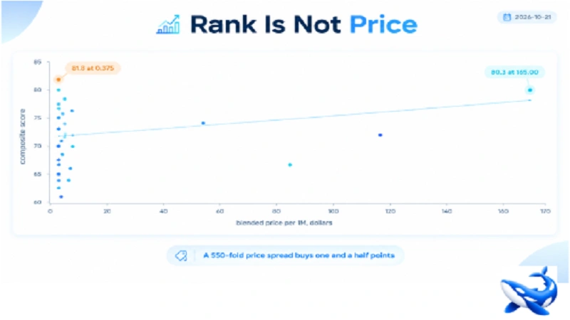 Five Hundred and Fifty Times: The Price Spread Behind an AI leaderboard's Composite